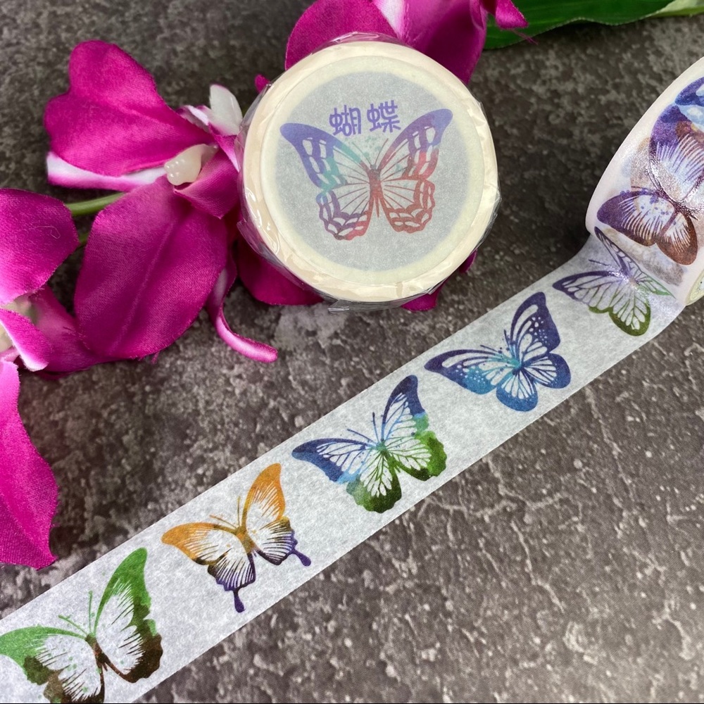 Bold and Realistic Butterflies, Wide 23mm Washi Tape, 1 Full Roll - Picture 2 of 3